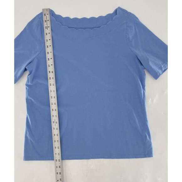 Talbots Plus Cornflower Blue Scallop Neck Pima Cotton Women Blouse Top Sz XP - Picture 8 of 8